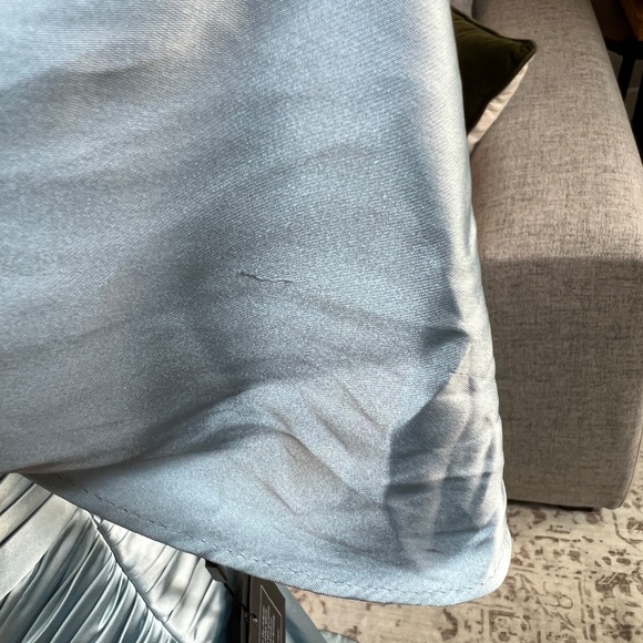 NWT Ieena for Mac Duggal Blue Satin Off The Shoulder Crossover Gown 56037 Size 6 - Picture 9 of 16